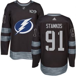 Lightning #91 Steven Stamkos Black 1917-2017 100th Anniversary Stitched NHL Jersey