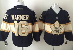 Maple Leafs #16 Mitchell Marner Black Cream 100th Anniversary Stitched NHL Jersey