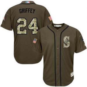 Mariners #24 Ken Griffey Green Salute to Service Stitched MLB Jersey