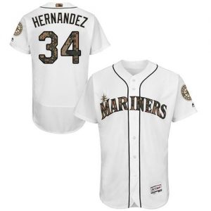 Mariners #34 Felix Hernandez White Flexbase Authentic Collection 2016 Memorial Day Stitched MLB Jersey