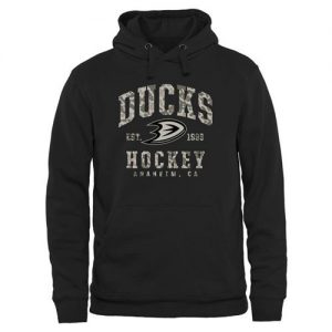 Men's Anaheim Ducks Black Camo Stack Pullover Hoodie
