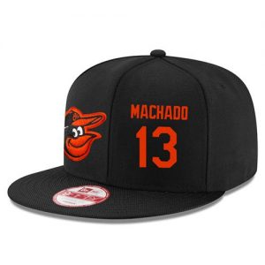 Men's Baltimore Orioles #13 Manny Machado Stitched New Era Black 9FIFTY Snapback Adjustable Hat