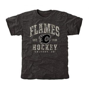 Men's Calgary Flames Black Camo Stack T-Shirt