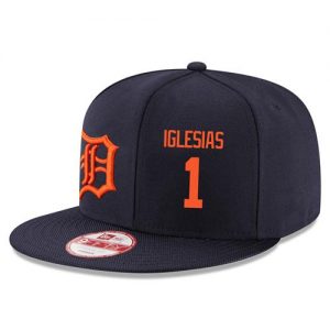 Men's Detroit Tigers #1 Jose Iglesias Stitched New Era Navy Blue 9FIFTY Snapback Adjustable Hat