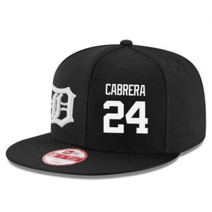 Men's Detroit Tigers #24 Miguel Cabrera Stitched New Era Black 9FIFTY Snapback Adjustable Hat