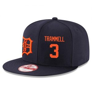 Men's Detroit Tigers #3 Alan Trammell Stitched New Era Navy Blue 9FIFTY Snapback Adjustable Hat