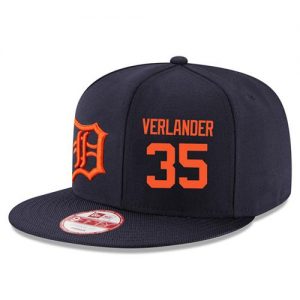 Men's Detroit Tigers #35 Justin Verlander Stitched New Era Navy Blue 9FIFTY Snapback Adjustable Hat