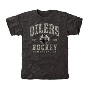 Men's Edmonton Oilers Black Camo Stack T-Shirt