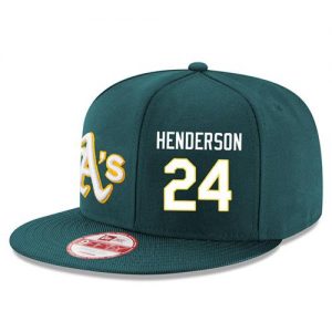 Men's Oakland Athletics #24 Rickey Henderson Stitched New Era Green 9FIFTY Snapback Adjustable Hat