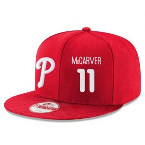 Men's Philadelphia Phillies #11 Tim McCarver Stitched New Era Red 9FIFTY Snapback Adjustable Hat