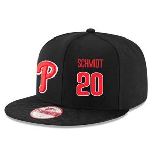 Men's Philadelphia Phillies #20 Mike Schmidt Stitched New Era Black 9FIFTY Snapback Adjustable Hat