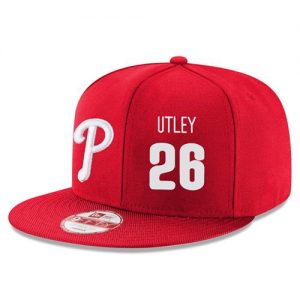 Men's Philadelphia Phillies #26 Chase Utley Stitched New Era Red 9FIFTY Snapback Adjustable Hat