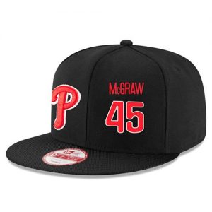 Men's Philadelphia Phillies #45 Tug McGraw Stitched New Era Black 9FIFTY Snapback Adjustable Hat