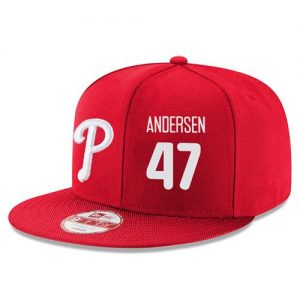 Men's Philadelphia Phillies #47 Larry Andersen Stitched New Era Red 9FIFTY Snapback Adjustable Hat