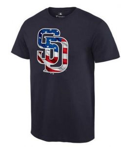 Men's San Diego Padres USA Flag Fashion T-Shirt Navy Blue