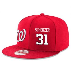 Men's Washington Nationals #31 Max Scherzer Stitched New Era Red 9FIFTY Snapback Adjustable Hat