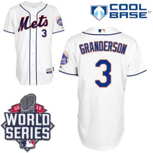 Mets #3 Curtis Granderson White Alternate Cool Base W 2015 World Series Patch Stitched MLB Jersey