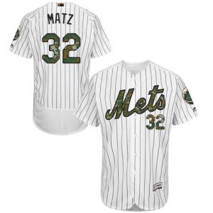 Mets #32 Steven Matz White(Blue Strip) Flexbase Authentic Collection 2016 Memorial Day Stitched MLB Jersey