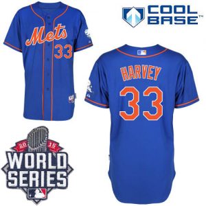 Mets #33 Matt Harvey Blue Alternate Home Cool Base W 2015 World Series Patch Stitched MLB Jersey