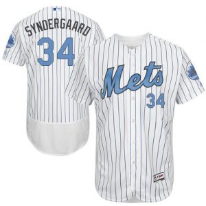 Mets #34 Noah Syndergaard White(Blue Strip) Flexbase Authentic Collection 2016 Father's Day Stitched MLB Jersey