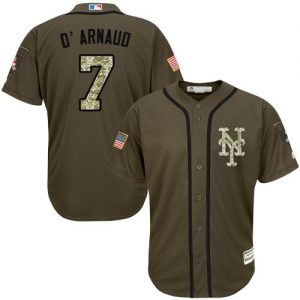 Mets #7 Travis d'Arnaud Green Salute to Service Stitched MLB Jersey