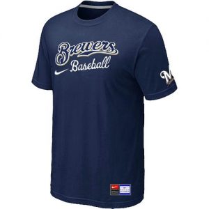 Milwaukee Brewers Nike Short Sleeve Practice MLB T-Shirts Midnight Blue