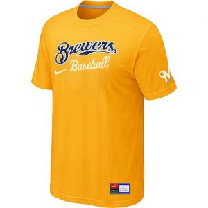 Milwaukee Brewers Nike Short Sleeve Practice MLB T-Shirts Yellow