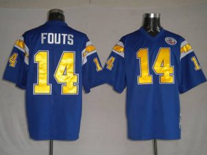 Mitchel&Ness Chargers Dan Fouts #14 Embroidered Baby Blue With 50TH Anniversary Patch NFL Jersey
