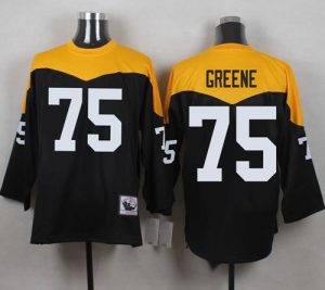 Mitchell And Ness 1967 Steelers #75 Joe Greene Black Yelllow Throwback Men's Stitched NFL Jersey