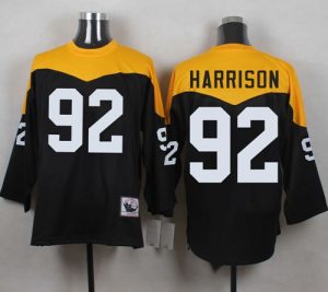 Mitchell And Ness 1967 Steelers #92 James Harrison Black Yelllow Throwback Men's Stitched NFL Jersey
