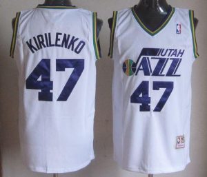 Mitchell And Ness Jazz #47 Andrei Kirilenko White Throwback Stitched NBA Jersey