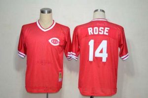 Mitchell And Ness Reds #14 Pete Rose Red Throwback Stitched MLB Jersey