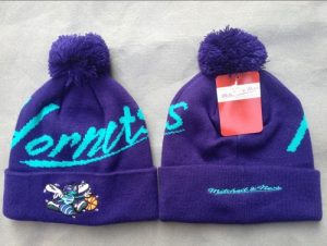 NBA New Orleans Hornets Mitchell and Ness Logo Stitched Knit Beanies 004
