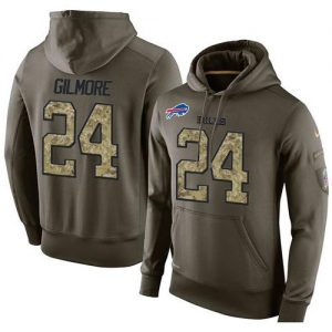 NFL Men's Nike Buffalo Bills #24 Stephon Gilmore Stitched Green Olive Salute To Service KO Performance Hoodie