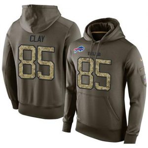 NFL Men's Nike Buffalo Bills #85 Charles Clay Stitched Green Olive Salute To Service KO Performance Hoodie