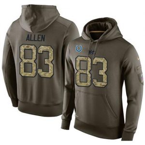 NFL Men's Nike Indianapolis Colts #83 Dwayne Allen Stitched Green Olive Salute To Service KO Performance Hoodie