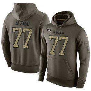 NFL Men's Nike Oakland Raiders #77 Lyle Alzado Stitched Green Olive Salute To Service KO Performance Hoodie