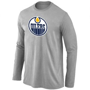NHL Edmonton Oilers Big & Tall Logo Long Sleeves T-Shirt Light Grey