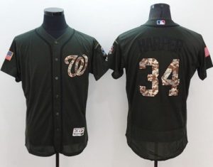 Nationals #34 Bryce Harper Green Flexbase Authentic Collection Salute to Service Stitched MLB Jersey