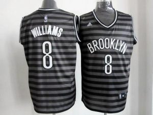 Nets #8 Deron Williams Black Grey Groove Embroidered NBA Jersey