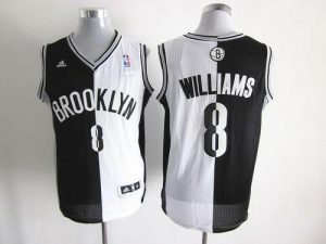 Nets #8 Deron Williams Black White Split Fashion Embroidered NBA Jersey