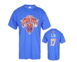 New York Knicks #17 Jeremy Lin Team Logo Blue NBA T-Shirts