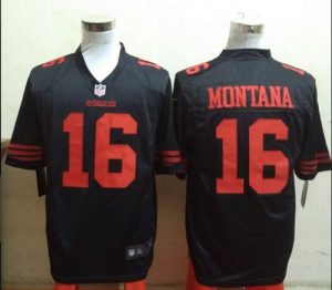 Nike 49ers #16 Joe Montana Black Alternate Men's Stitched NFL Game Jersey