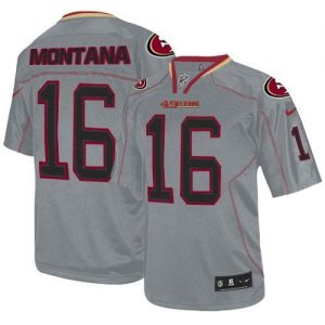 Nike 49ers #16 Joe Montana Lights Out Grey Men's Embroidered NFL Elite Jersey