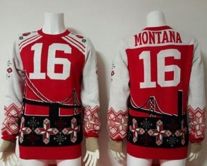 Nike 49ers #16 Joe Montana Red White Men's Ugly Sweater