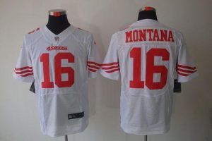 Nike 49ers #16 Joe Montana White Men's Embroidered NFL Elite Jersey