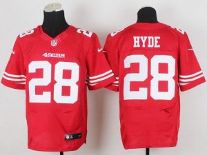 Nike 49ers #28 Carlos Hyde Red Team Color Men's Stitched NFL Elite Jersey