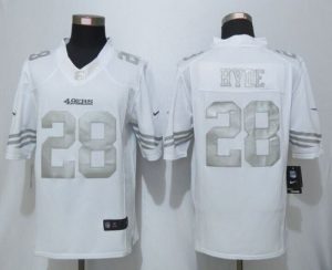 Nike 49ers #28 Carlos Hyde White Men's Stitched NFL Limited Platinum Jersey
