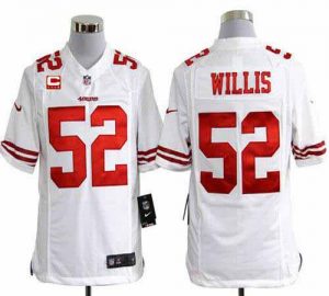 Nike 49ers #52 Patrick Willis White With C Patch Men's Embroidered NFL Game Jersey