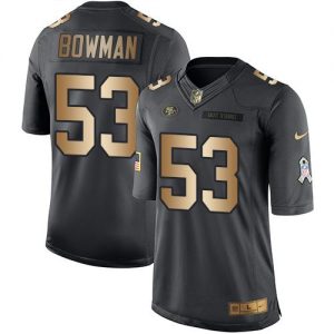 Nike 49ers #53 NaVorro Bowman Black Men's Stitched NFL Limited Gold Salute To Service Jersey